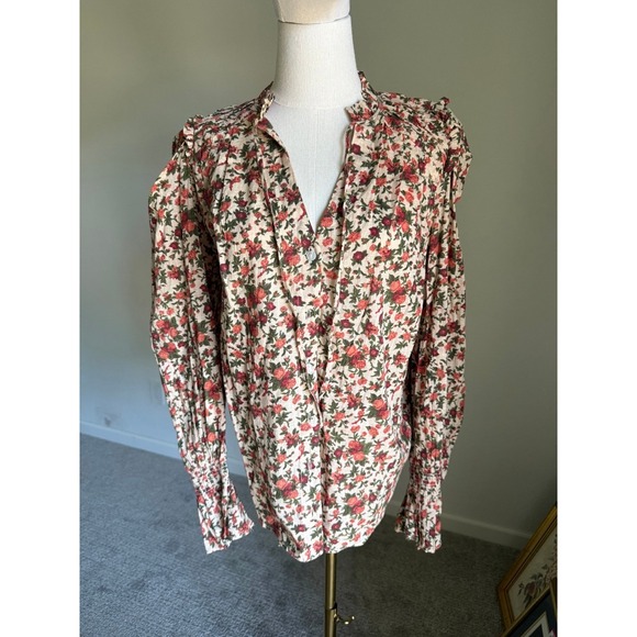 Free People Tops - Free People Meant to Be Floral Print Blouse Top Long Sleeve Ruffle Boho Bohemian